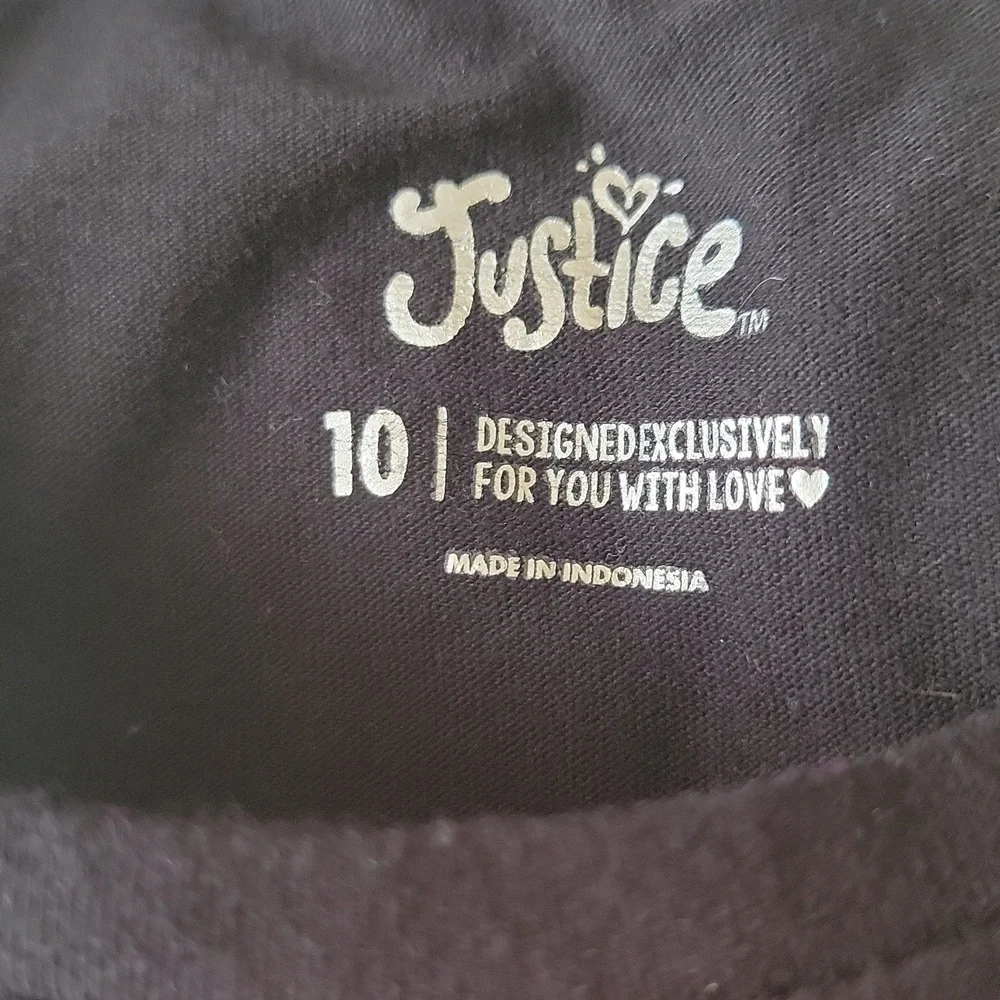 Justice Girls Donut Graphic Tee Black Long Sleeve Size 10